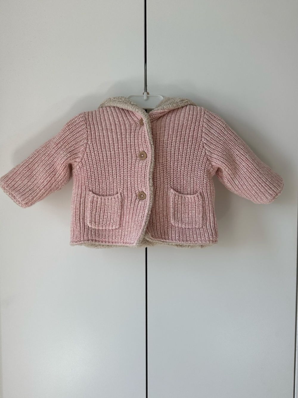 Baby Gap Sherpa-Lined Bear Ear Sweater Jacket (3-6M) & Booties Set (0-3M) - Pink - Picture 9 of 11